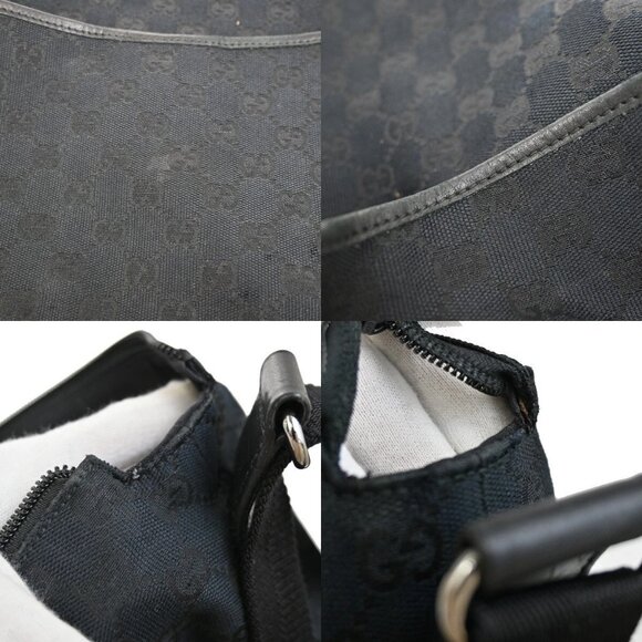 GUCCI Logo GG Pattern Cross Body Shoulder Bag Canvas Leather Black Italy 89EE815 - Picture 14 of 16